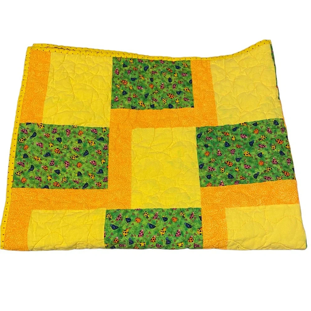 Quilt Blanket Handmade Baby Crib Toddler Nursery Patchwork Bright MultiColor